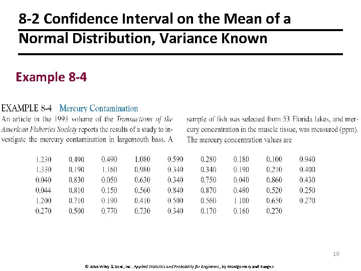 8 -2 Confidence Interval on the Mean of a Normal Distribution, Variance Known Example