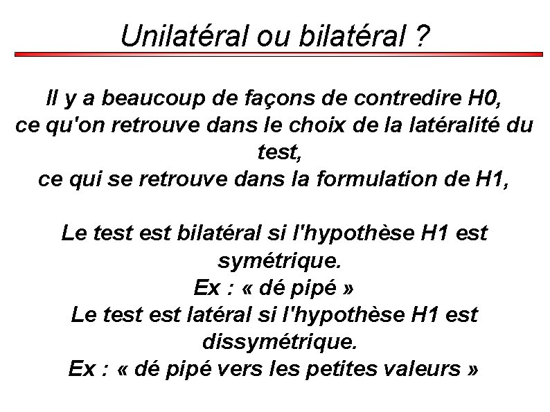 Unilatéral ou bilatéral ? Il y a beaucoup de façons de contredire H 0,