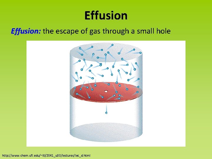 Effusion: the escape of gas through a small hole http: //www. chem. ufl. edu/~itl/2041_u