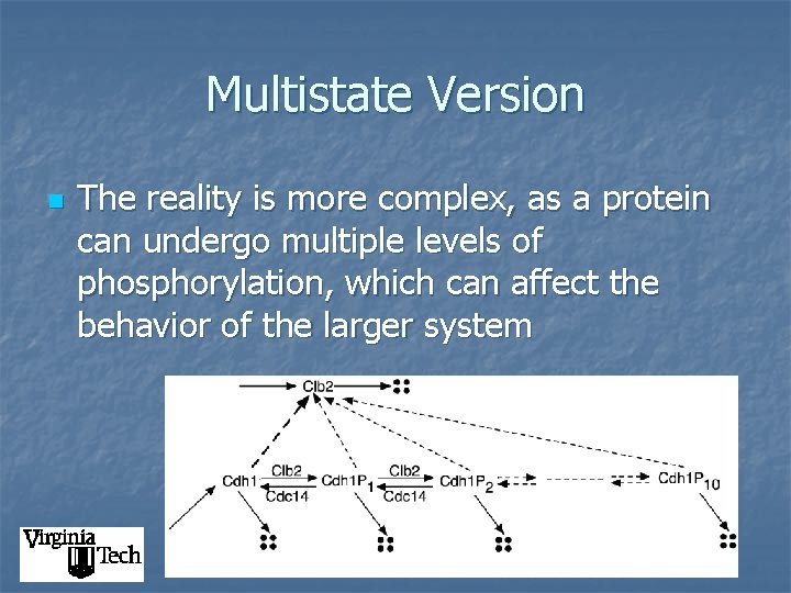 Multistate Version n The reality is more complex, as a protein can undergo multiple