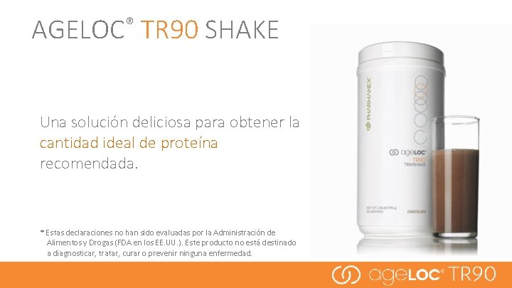 AGELOC® TR 90 SHAKE Una solución deliciosa para obtener la cantidad ideal de proteína