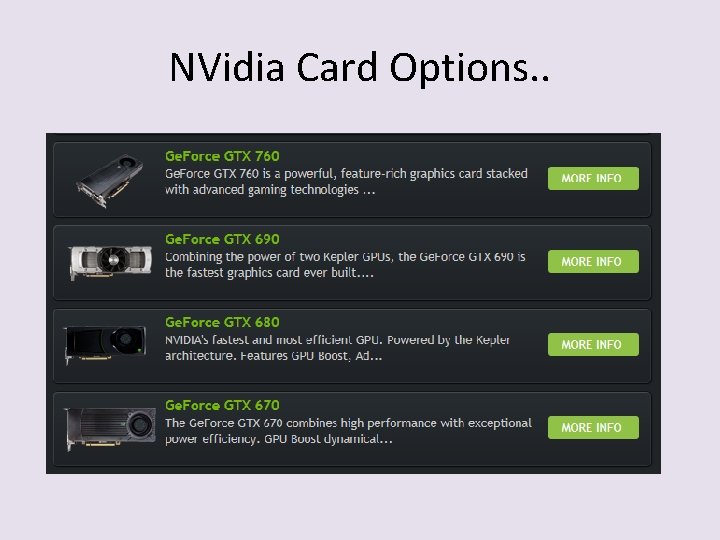 NVidia Card Options. . 
