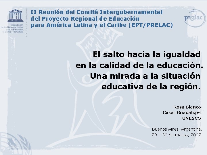II Reunión del Comité Intergubernamental del Proyecto Regional de Educación para América Latina y