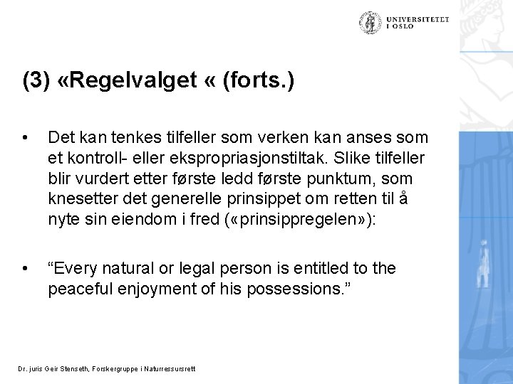 (3) «Regelvalget « (forts. ) • Det kan tenkes tilfeller som verken kan anses