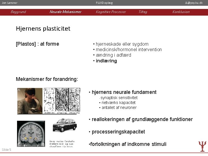 Jon Lansner Baggrund FLUID oplæg Neurale Mekanismer Kognitive Processer JL@psy. ku. dk Tiltag Konklusion