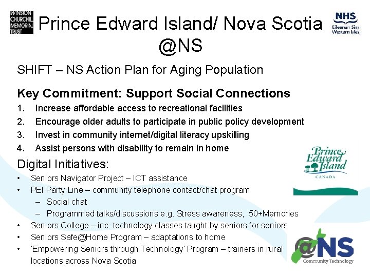 Prince Edward Island/ Nova Scotia @NS SHIFT – NS Action Plan for Aging Population