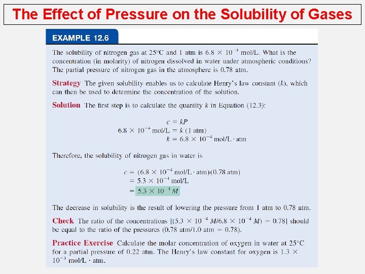The Effect of Pressure on the Solubility of Gases 