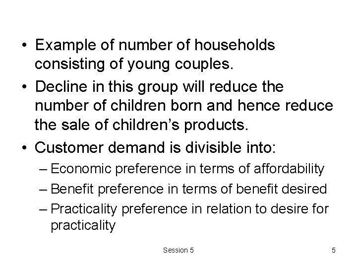 • Example of number of households consisting of young couples. • Decline in • Example of number of households consisting of young couples. • Decline in