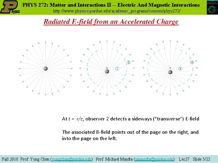 PHYS 272: Matter and Interactions II -- Electric And Magnetic Interactions http: //www. physics.