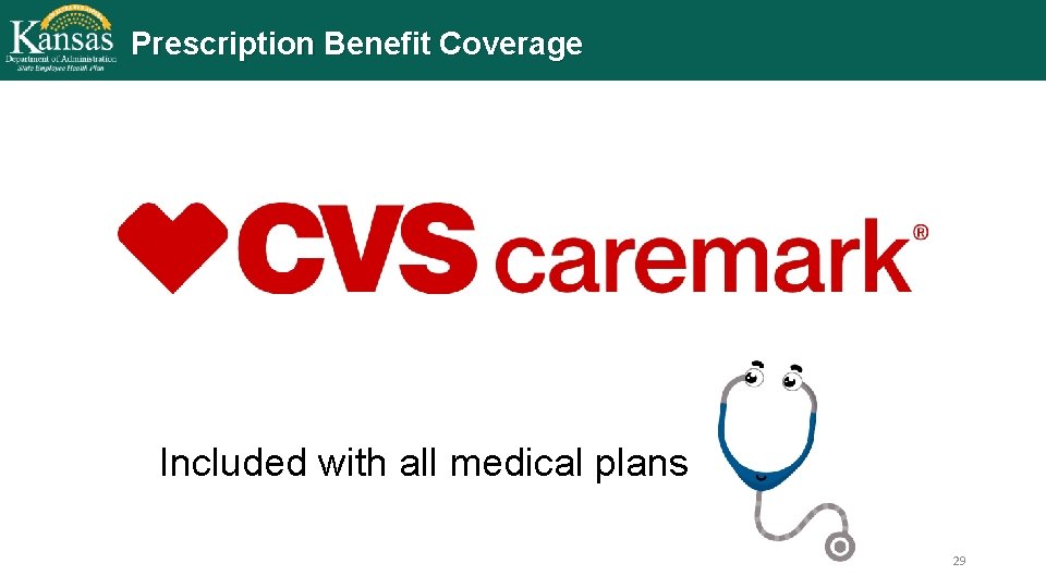 Prescription Benefit Coverage Included with all medical plans 29 