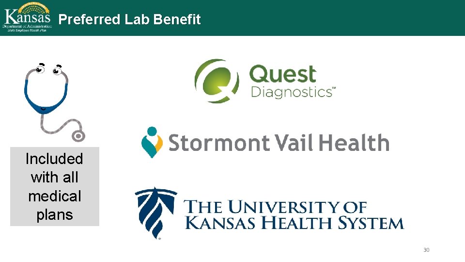 Preferred Lab Benefit Included with all medical plans 30 