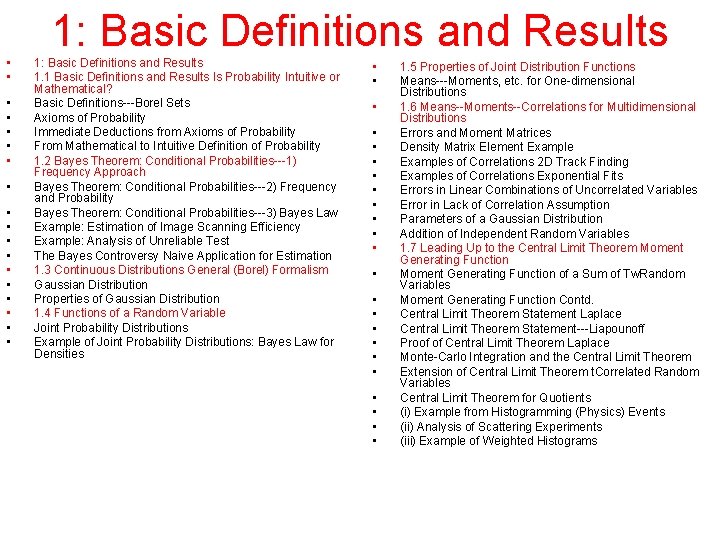  • • • • • 1: Basic Definitions and Results 1. 1 Basic