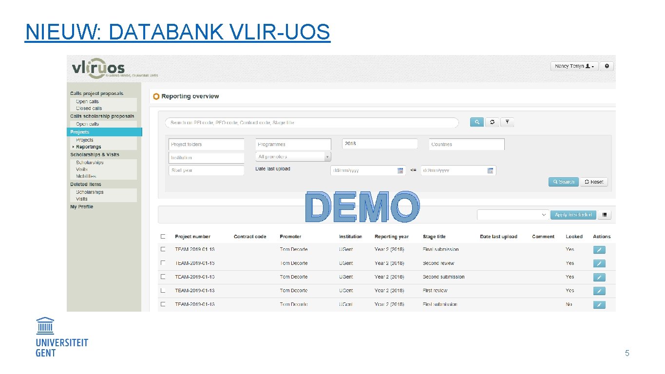 NIEUW: DATABANK VLIR-UOS DEMO 5 