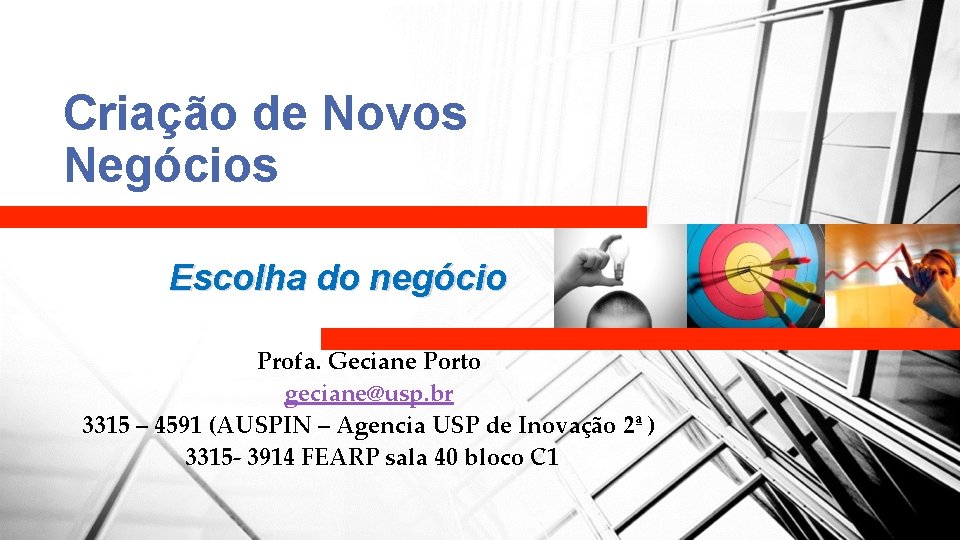 Criação de Novos Negócios Escolha do negócio Profa. Geciane Porto geciane@usp. br 3315 –