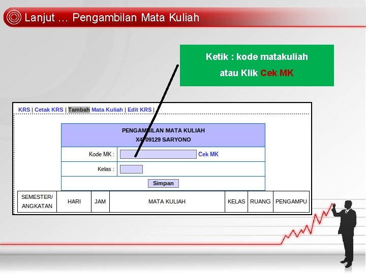 Lanjut … Pengambilan Mata Kuliah Ketik : kode matakuliah atau Klik Cek MK 