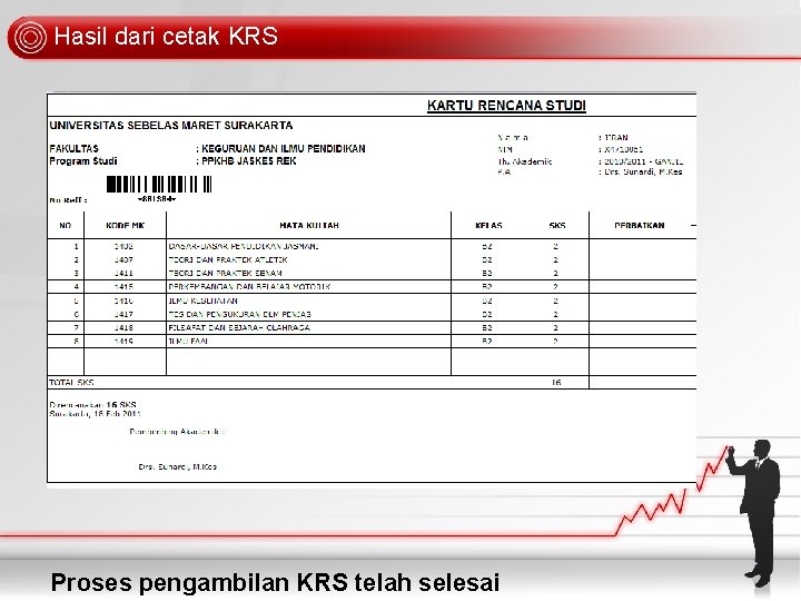 Hasil dari cetak KRS Proses pengambilan KRS telah selesai 