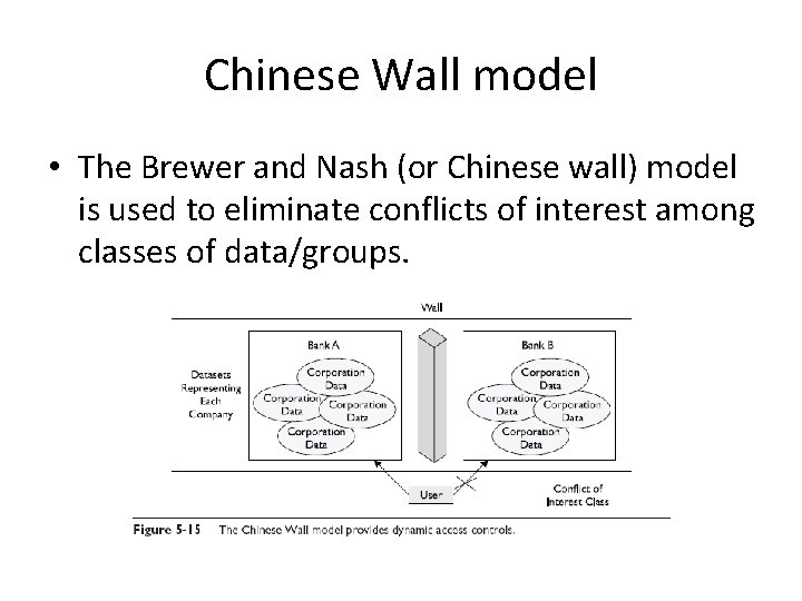 Chinese Wall model • The Brewer and Nash (or Chinese wall) model is used