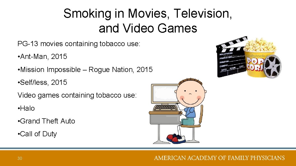 Smoking in Movies, Television, and Video Games PG-13 movies containing tobacco use: • Ant-Man,