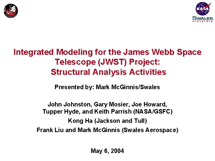Integrated Modeling for the James Webb Space Telescope (JWST) Project: Structural Analysis Activities Presented