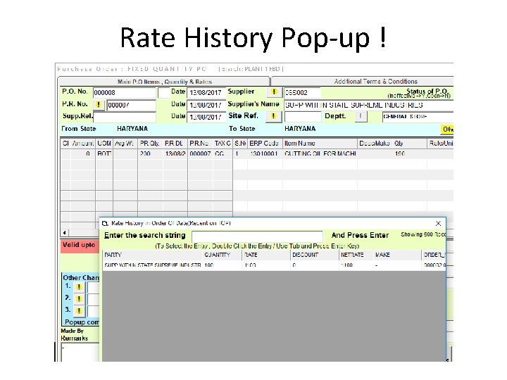 Rate History Pop-up ! 