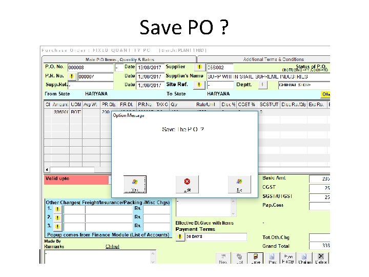 Save PO ? 