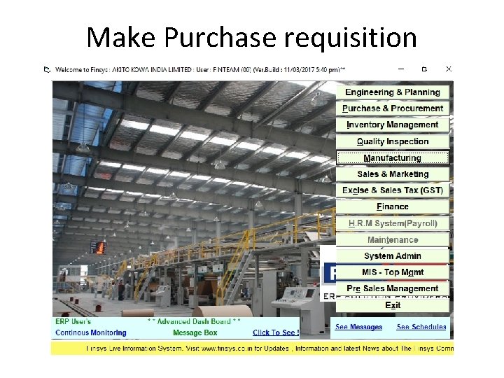 Make Purchase requisition 