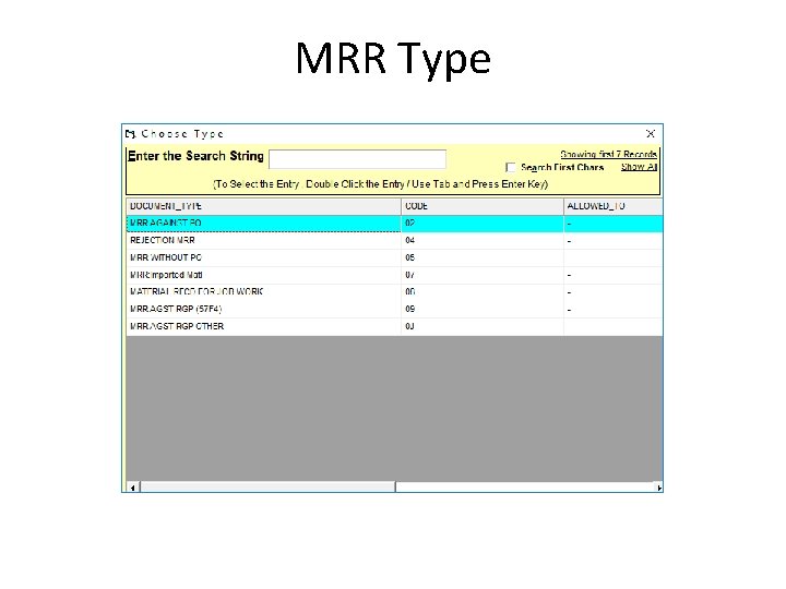 MRR Type 