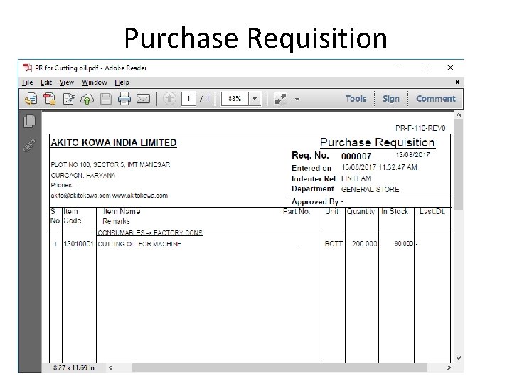 Purchase Requisition 