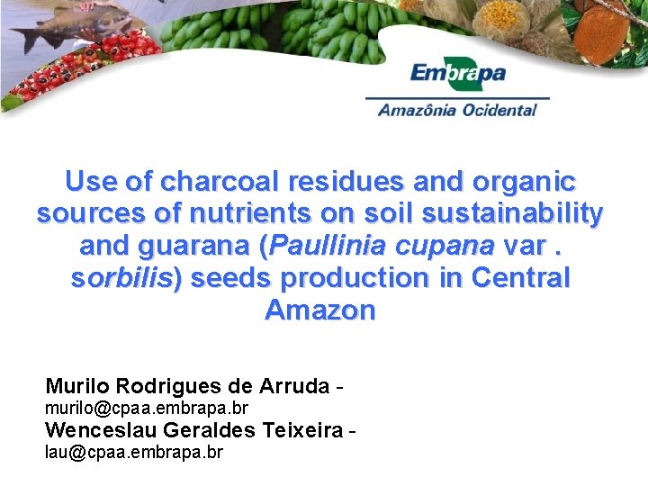 Use of charcoal residues and organic sources of nutrients on soil sustainability and guarana