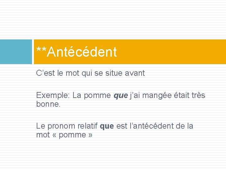 Precedant LEON DE LES PRONOMS RELATIFS Tableau des pronoms