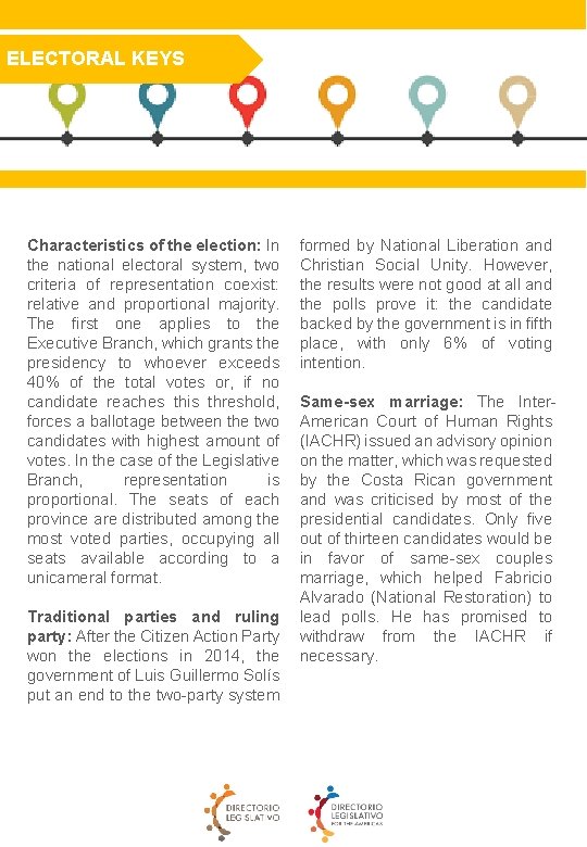 INTRODUCCIÓN ELECTORAL KEYS ANTECEDENTE S Characteristics of the election: In the national electoral system,