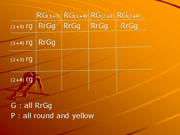 RG(1+3) RG(1+4) RG(2+3) RG(2+4) (1+3) rg Rr. Gg (1+4) rg Rr. Gg (2+3) rg