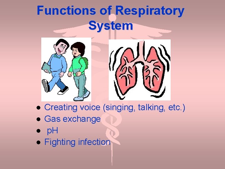 Functions of Respiratory System Creating voice (singing, talking, etc. ) Gas exchange p. H