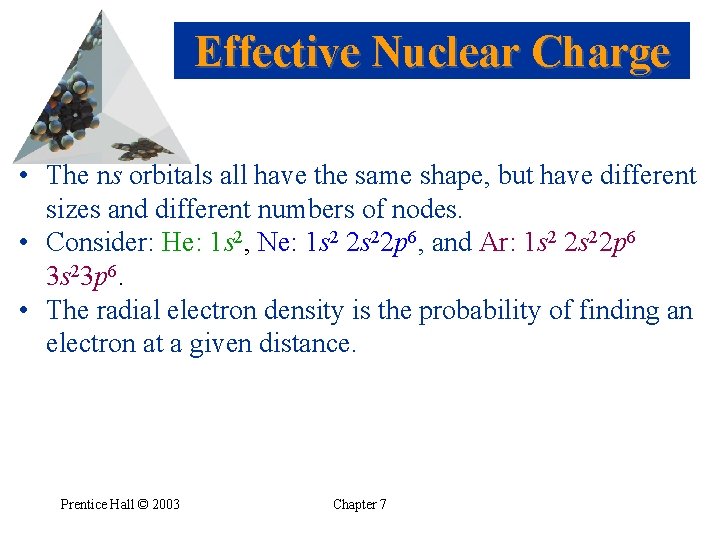 Effective Nuclear Charge • The ns orbitals all have the same shape, but have