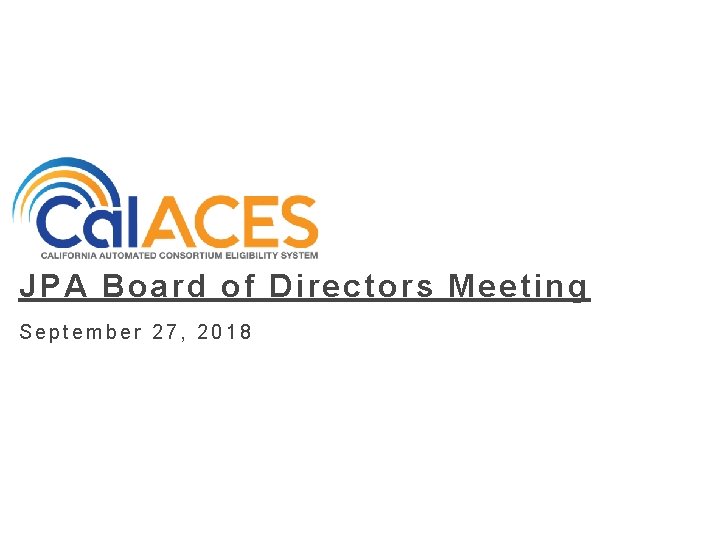 JPA Board of Directors Meeting September 27, 2018 