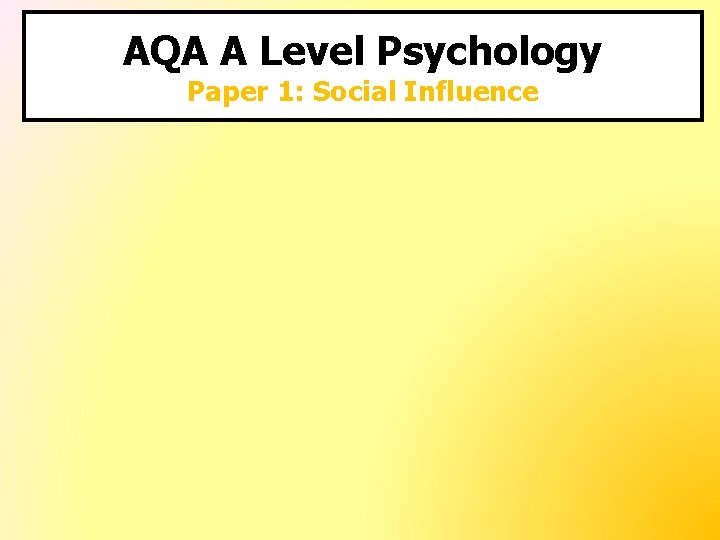 AQA A Level Psychology Paper 1: Social Influence 