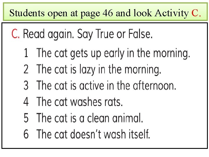Students open at page 46 and look Activity C. 