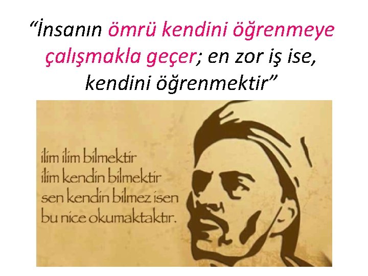 “İnsanın ömrü kendini öğrenmeye çalışmakla geçer; en zor iş ise, kendini öğrenmektir” 