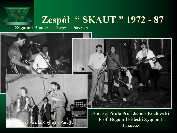 Zespół “ SKAUT ” 1972 - 87 Zygmunt Banaszak Zbyszek Parzych Andrzej Pisula Prof.