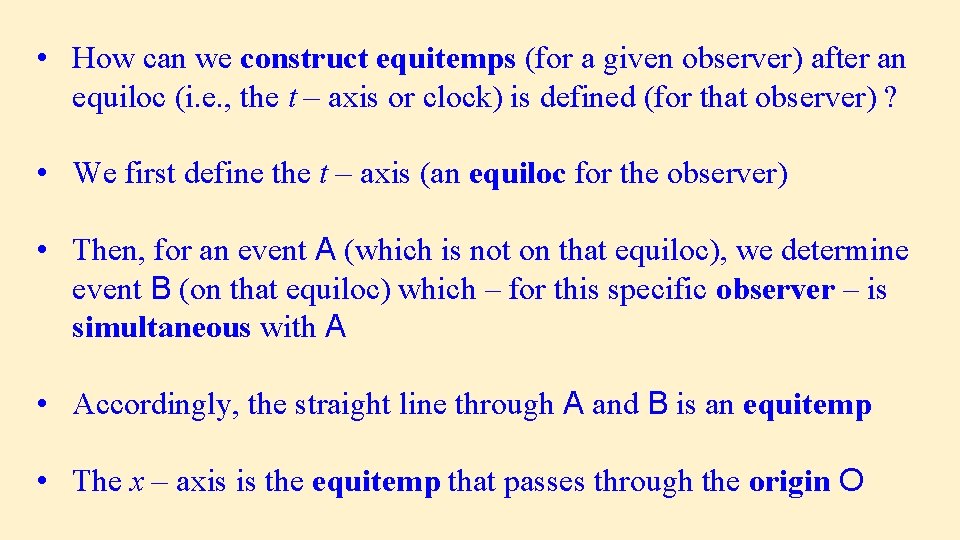  • How can we construct equitemps (for a given observer) after an equiloc