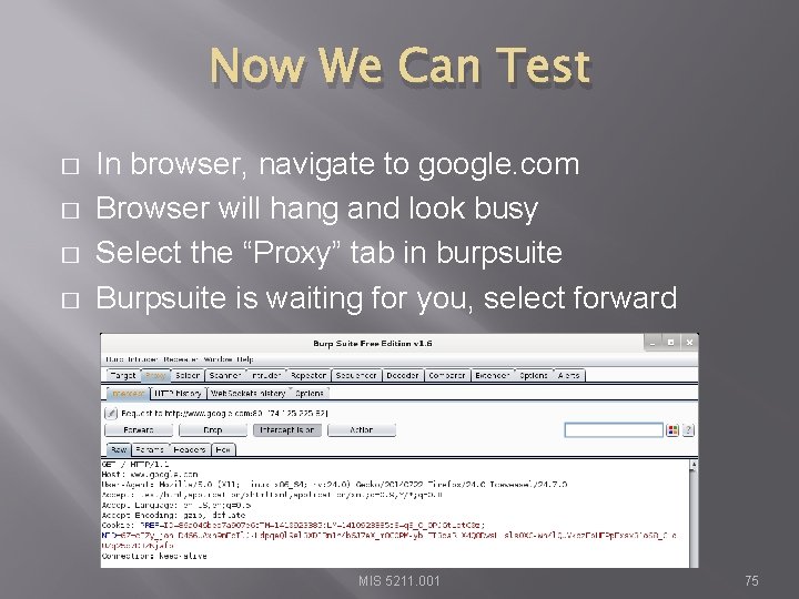 Now We Can Test � � In browser, navigate to google. com Browser will