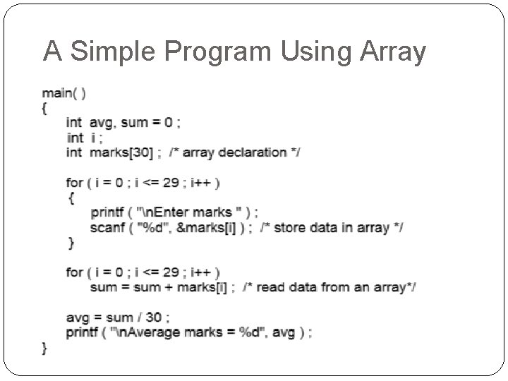 A Simple Program Using Array 