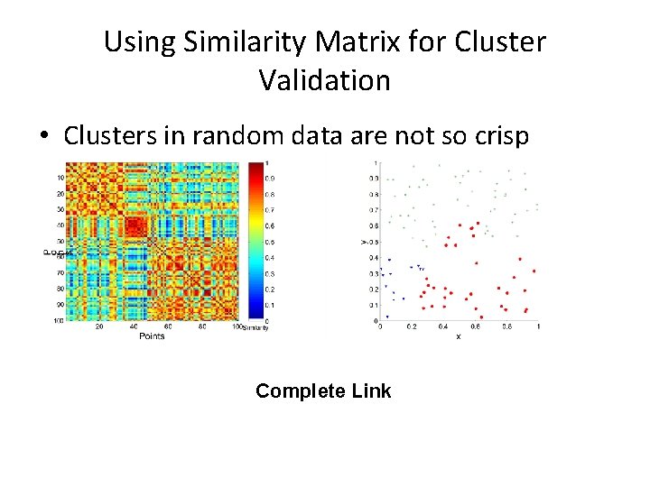 Using Similarity Matrix for Cluster Validation • Clusters in random data are not so