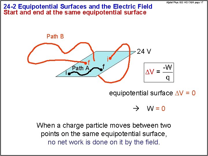 24 -2 Equipotential Surfaces and the Electric Field Start and end at the same
