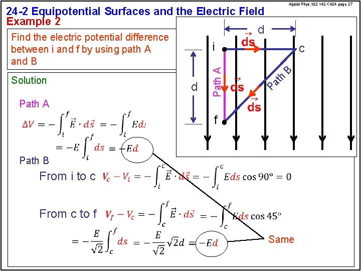 Aljalal-Phys. 102 -142 -Ch 24 -page 27 24 -2 Equipotential Surfaces and the Electric