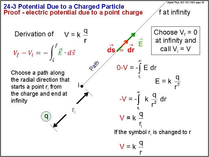 24 -3 Potential Due to a Charged Particle Proof - electric potential due to