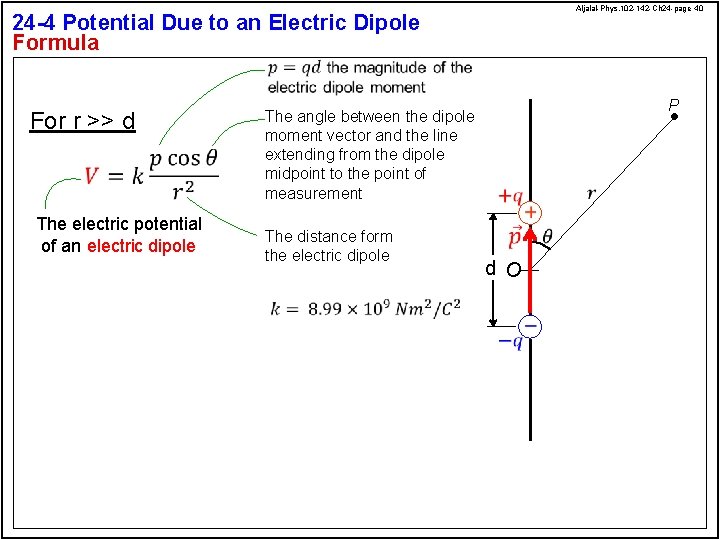 Aljalal-Phys. 102 -142 -Ch 24 -page 40 24 -4 Potential Due to an Electric