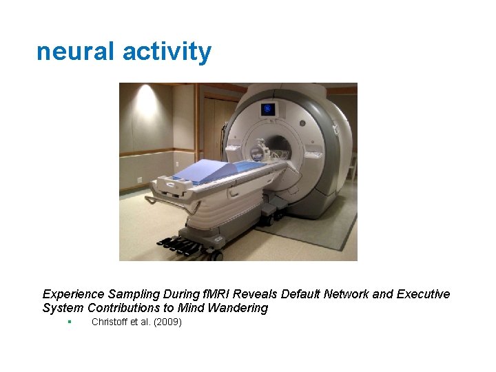 neural activity Experience Sampling During f. MRI Reveals Default Network and Executive System Contributions