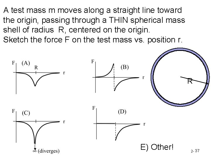 A test mass m moves along a straight line toward the origin, passing through A test mass m moves along a straight line toward the origin, passing through