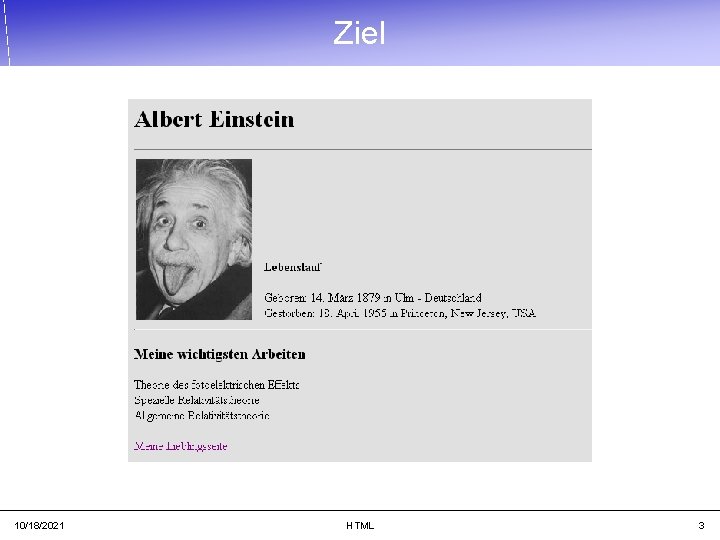 Ziel 10/18/2021 HTML 3 